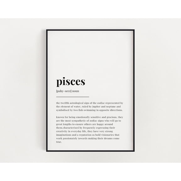 Pisces Definition Print, Wall Art Print, Pisces Print, Pisces, Zodiac Star, Astrology Art Home Decor #3182, Unframed Poster Size 16x24