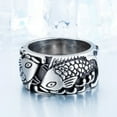thumbnail image 1 of Pisces Embossed Ring Exquisite Stainless Steel Mens Zodiac Animal Ethnic Style Titanium Baking Varnish Type Us, 1 of 6