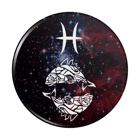 Pisces Fish Zodiac Sign Horoscope in Space Kitchen Refrigerator Locker Button Magnet