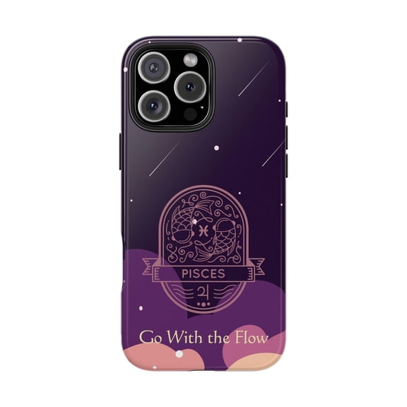 Pisces ''Go with the Flow'' Pink purple Tough Phone Case. Cute Stylish Zodiac Design - Samsung S26 P