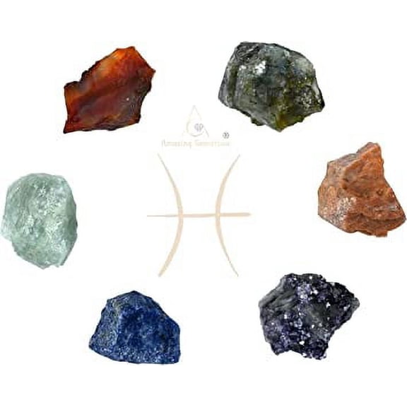 Pisces Healing Crystal Set, Zodiac Birthstone Kit for Gift
