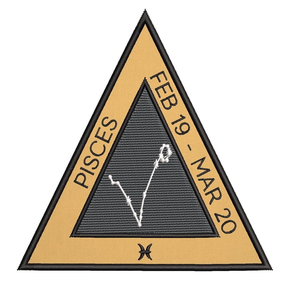 Pisces Horoscope 4 Inch Iron Or Sew On Embroidered Fabric Badge Patch Astrology, Zodiac Iconic Series