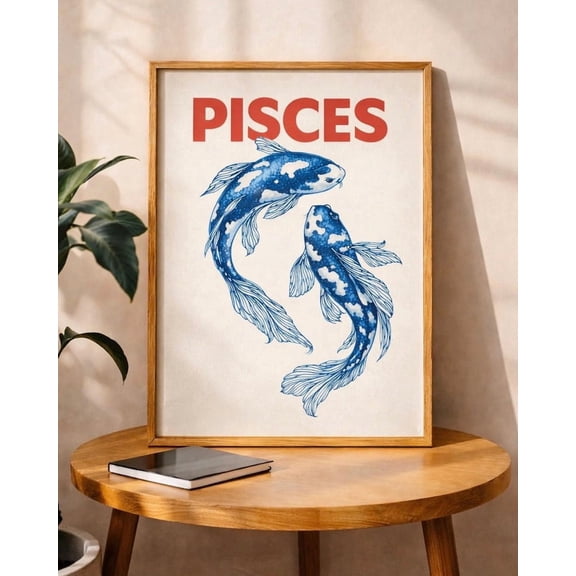 Pisces Koi Fish Zodiac Astrology Poster Wall Art Decor 8x12 UNFRAMED