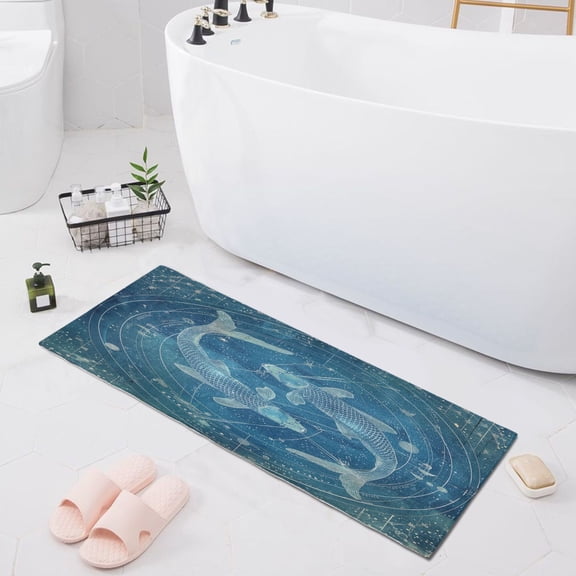 Pisces Of Zodiac Bath Mat 39x20 Non-Slip Bathroom Rugs Absorbent Soft Plush Quick Dry for Tub Shower Kitchen Home Decor