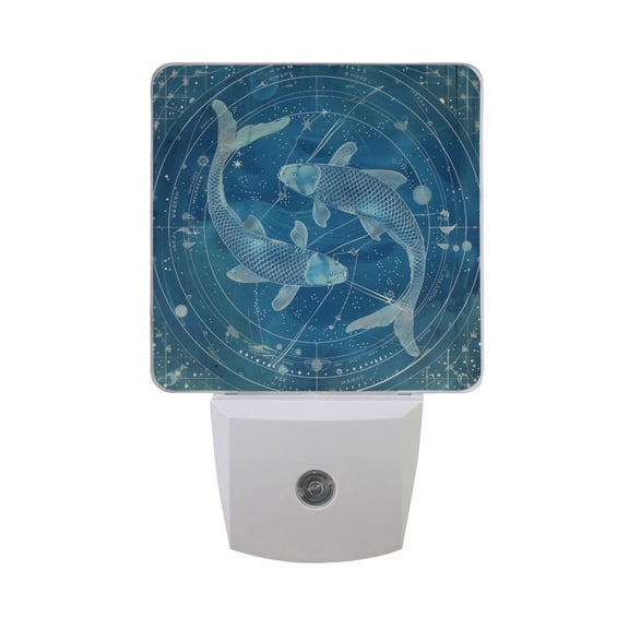 Pisces Of Zodiac Night Light 2 Pack LED Nightlight Plug into Wall Dusk to Dawn Sensor Soft White
