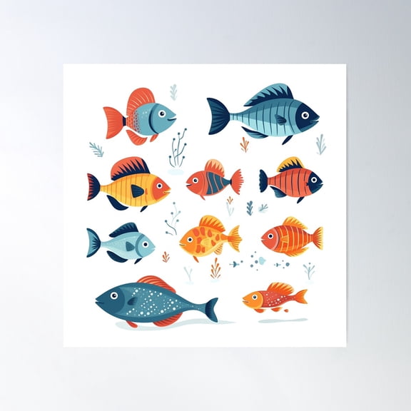 Pisces Poster Wall Art, Modern Wall Decor For Living Room Bedroom, 30x30 UNFRAMED