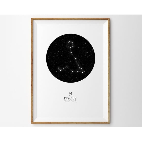 Pisces Print Pisces Zodiac Print Constellation Print Star Map Print Zodiac Print Astrology Print Zodiac Art Print Astronomy Print Modern Art Wall Art, Modern Wall Decor, 24x36 UNFRAMED