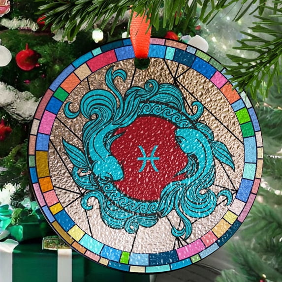 Pisces Stained Glass Zodiac SunCatcher Astrology LightCatcher Pisces Window Hanging, Stained Glass Ornament 2025, Holiday Decoration, Seasonal Keepsake Gift, Unique Collectible,