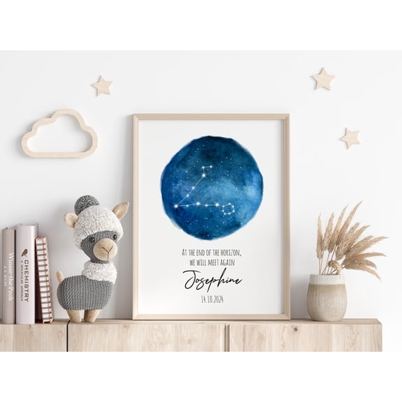 Pisces Star Map Baby Memorial Wall Art Home Decor Unframed Paper Print