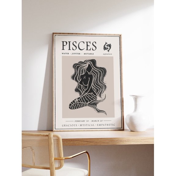 Pisces Star Sign Boho Poster Unframed Paper Print