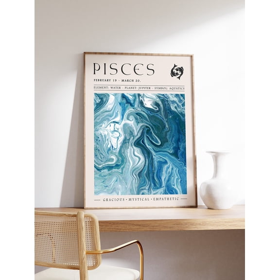 Pisces Star Sign Zodiac Astrology Birthday Boho Spiritual Bedroom Art Unframed Paper Print