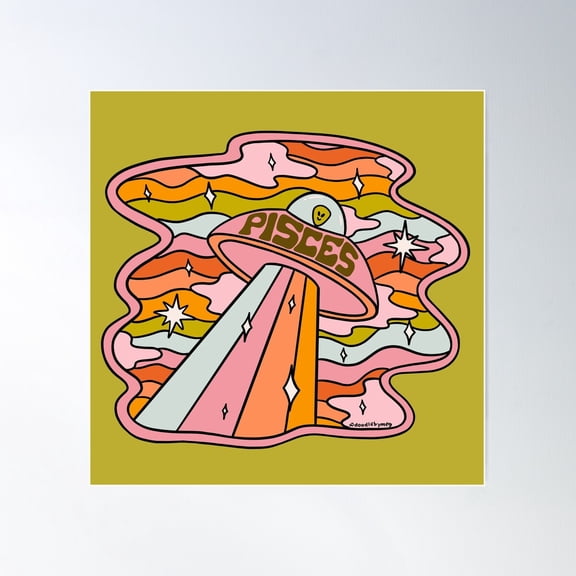 Pisces Ufo Poster Wall Art, Modern Wall Decor For Living Room Bedroom, 24x24 UNFRAMED