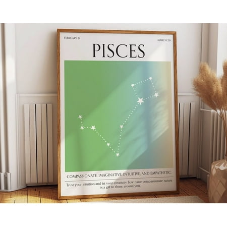 Pisces Zodiac Art Poster - Vibrant Star Sign Room Decor - Unique Gift Ideas - Aura Gradient Wall Art For Stylish Bedrooms, Homes, & Offices Wall Art, Modern Wall Decor, 12x18 UNFRAMED