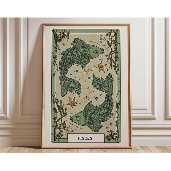 Pisces Zodiac Constellation Wall Art Print, Unframed Paper Poster 24x36in