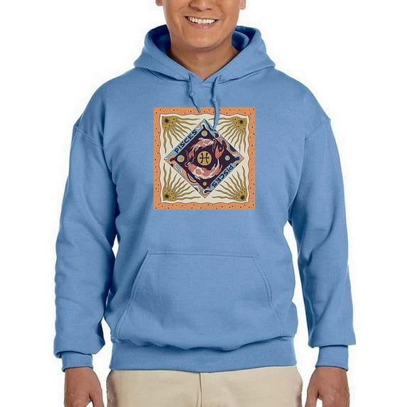 Pisces Zodiac Ethnic Style Hoodie Men -Image by Shutterstock, Male 4X-Large