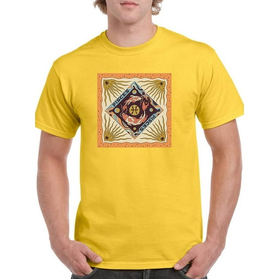 Pisces Zodiac Ethnic Style T-Shirt Men -Image by Shutterstock, Male 3X-Large