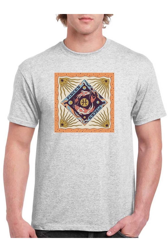 Pisces Zodiac Ethnic Style T-Shirt Men -Image by Shutterstock, Male Medium