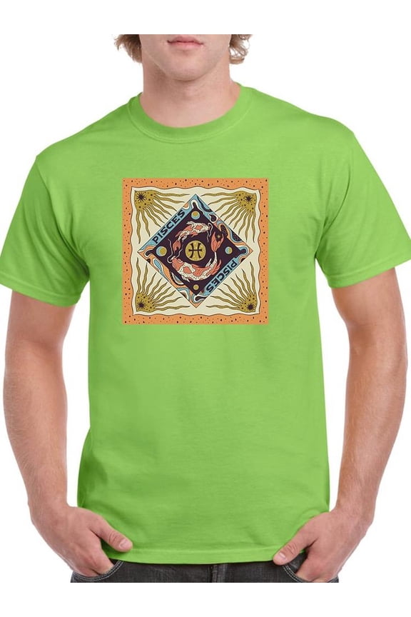 Pisces Zodiac Ethnic Style T-Shirt Men -Image by Shutterstock, Male Medium