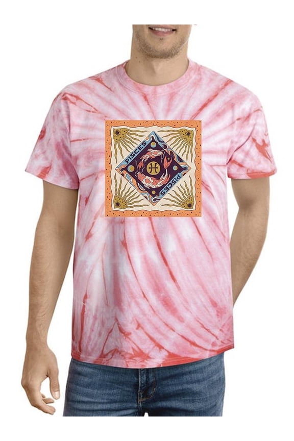 Pisces Zodiac Ethnic Style Tie Dye Cyclone Men - Men , Xtra Large