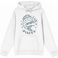 thumbnail image 1 of Pisces Zodiac Fish With Glitter Adult White Long Sleeve Hoodie-Medium, 1 of 6