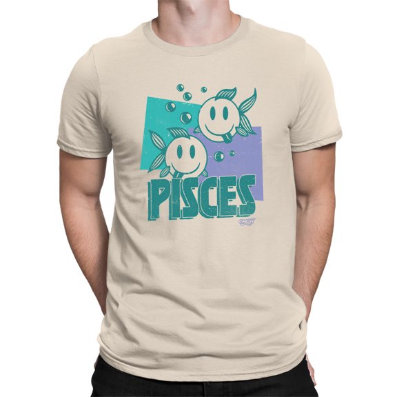 Pisces Zodiac Graphic - Twin Fish Retro Art Design Men's T-shirt