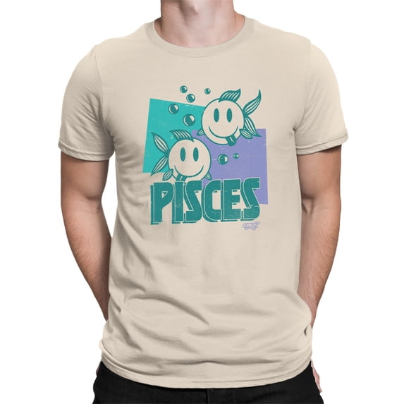 Pisces Zodiac Graphic - Twin Fish Retro Art Design Men's T-shirt