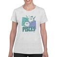 thumbnail image 1 of Pisces Zodiac Graphic - Twin Fish Retro Art Design Women's T-shirt, 1 of 4