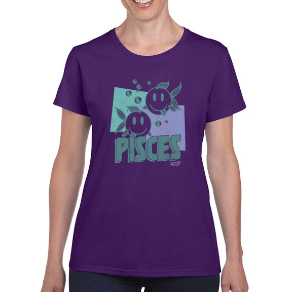 Pisces Zodiac Graphic - Twin Fish Retro Art Design Women's T-shirt