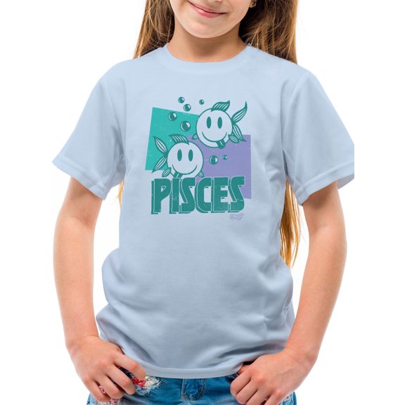 Pisces Zodiac Graphic - Twin Fish Retro Art Design Youth's T-shirt