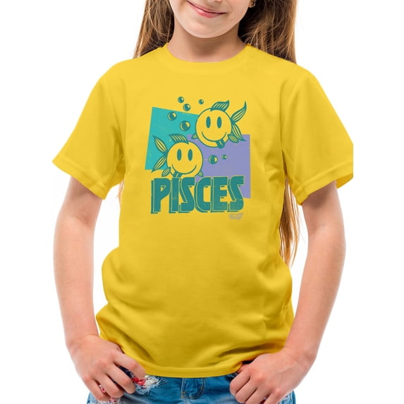 Pisces Zodiac Graphic - Twin Fish Retro Art Design Youth's T-shirt