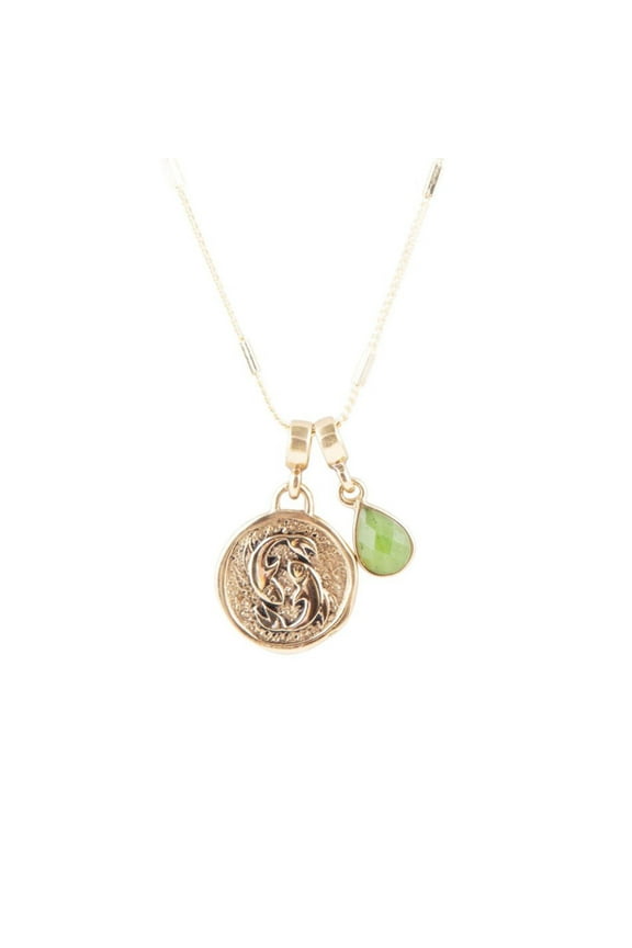 Pisces - Zodiac Green Jade Golden Charm Necklace