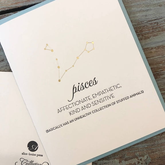 Pisces Zodiac Greeting Card - Affectionate, Empathetic, Kind and Sensitive Design - Perfect for Astrology Lovers, Blank Inside with Envelope Included