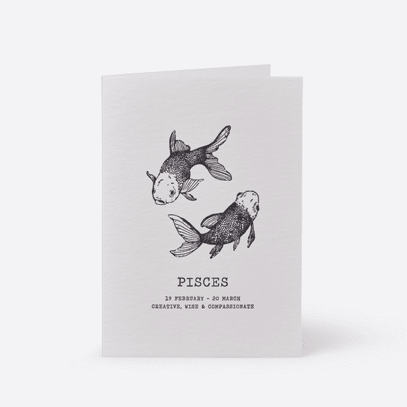 Pisces Zodiac Greeting Card  Unique Design Featuring Two Koi Fish  Blank Inside, Perfect for Birthdays and Astrology Lovers