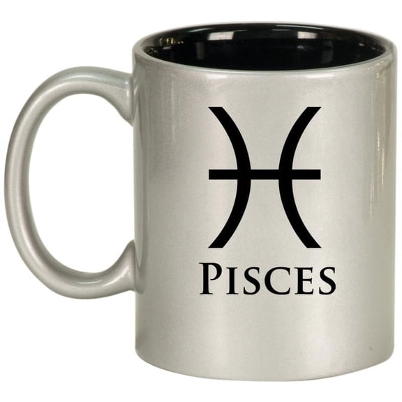 Pisces Zodiac Horoscope Ceramic Coffee Mug Tea Cup Gift (11oz Silver)