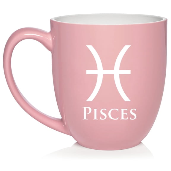 Pisces Zodiac Horoscope Ceramic Coffee Mug Tea Cup Gift (16oz Light Pink)