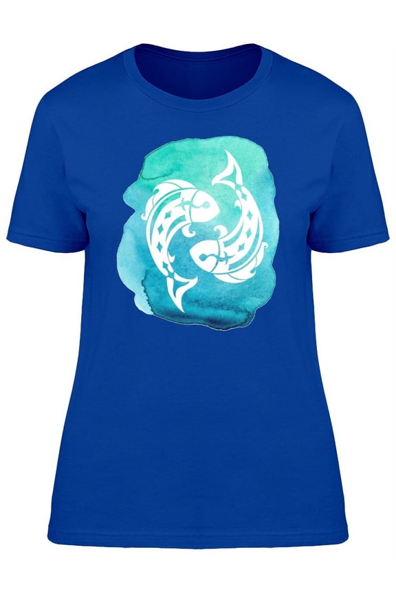 Pisces Zodiac Ocean Blue T-Shirt Women -Image by Shutterstock, Female Large