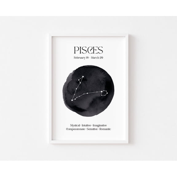 Pisces Zodiac Poster, Astrology Posters, Zodiac Star Poster Wall Art, Celestial , Star , Spiritual Poster, Constellation Neptune Water, Size 12x18 UNFFRAMED F03.1.7l2427