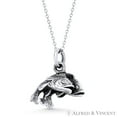 thumbnail image 1 of Pisces Zodiac Sign Astrology 20x19mm (0.8x0.7in) Pendant & Cable Chain Necklace in Oxidized .925 Sterling Silver, 1 of 1