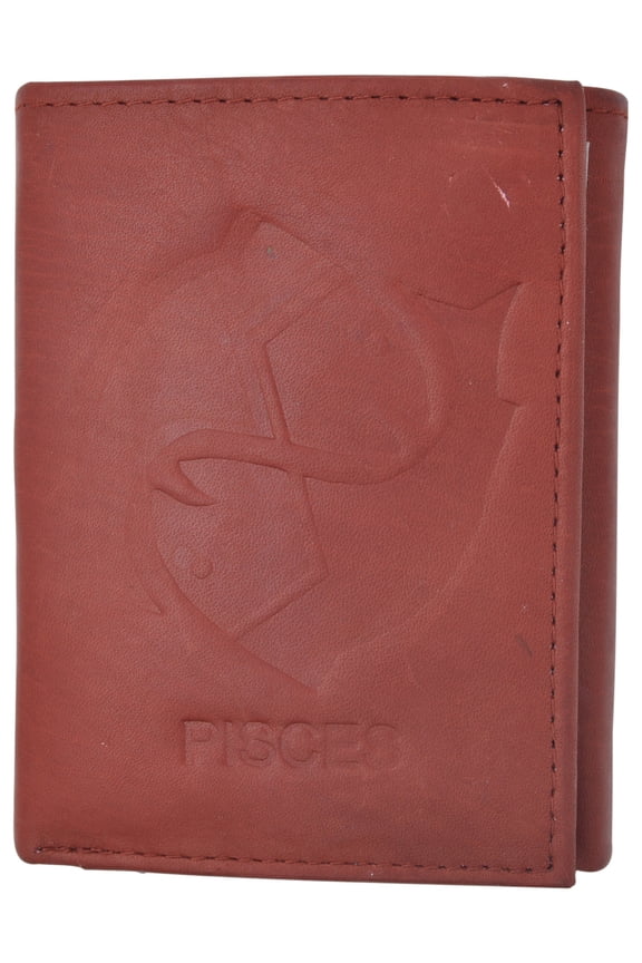 Pisces Zodiac Sign Bifold Trifold Genuine Leather Men's Wallets