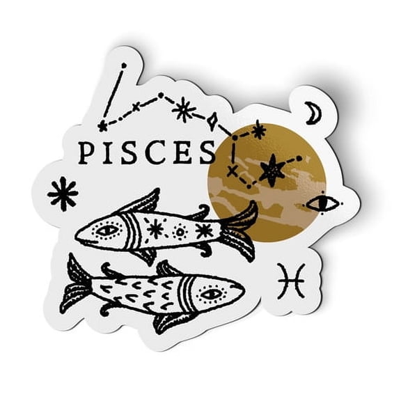 Pisces Zodiac Sign Celestial - 5.5" Magnet for Car Locker Refrigerator