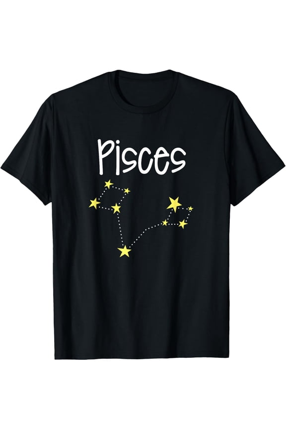 Pisces Zodiac Sign Constellation February March Mens Womens T-Shirt men and women can wear, black, white, gifts.