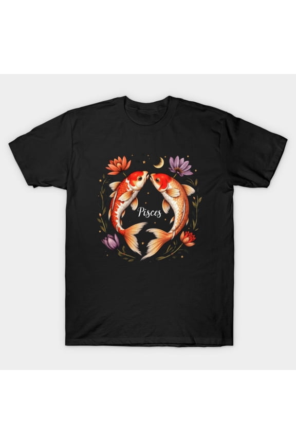 Pisces Zodiac Sign Funny Boho Floral Dreamy Astrology Art Retro Horoscope - Durable Stitching G5788 T-Shirt, for men and women, Up to Size 5XL