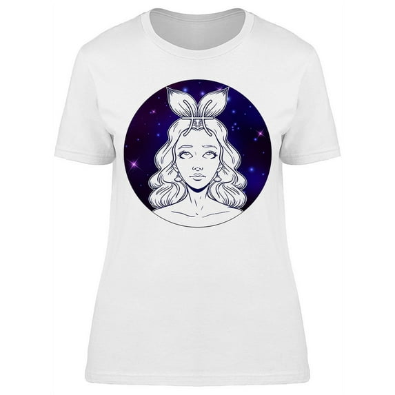 Pisces Zodiac Sign Girl Face T-Shirt Women -Image by Shutterstock, Female Medium