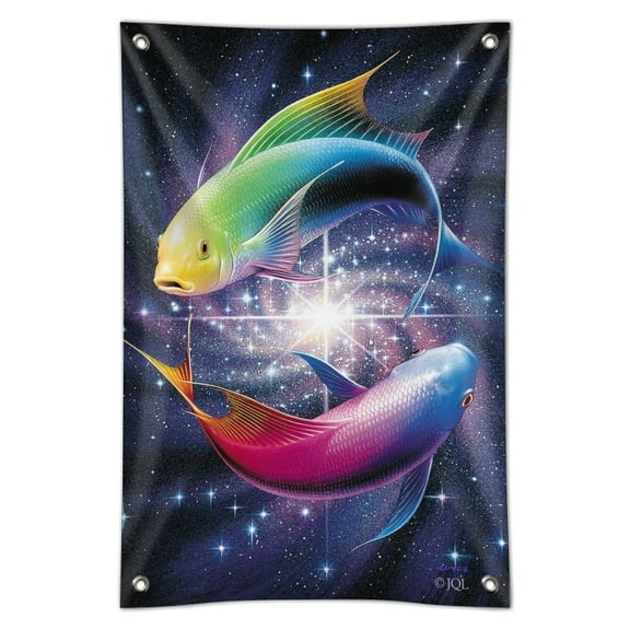 Pisces Zodiac Symbol Fish in Space Yin Yang Home Business Office Sign