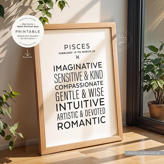 Pisces Zodiac Traits Astrology Unframed Paper Print