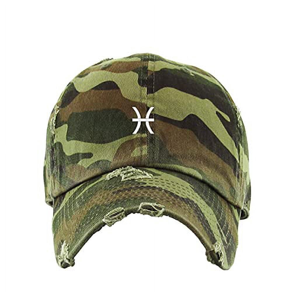 Aquarius Zodiac Vintage Baseball Cap - Embroidered Cotton Adjustable Dad Hat In Camo - View #7