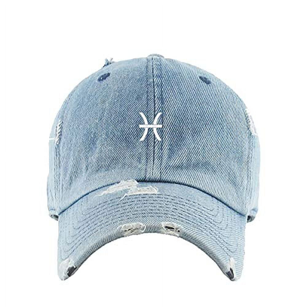 Sagittarius Zodiac Dad Hat - Vintage Light Denim Baseball Cap, Adjustable & Embroidered - View #6