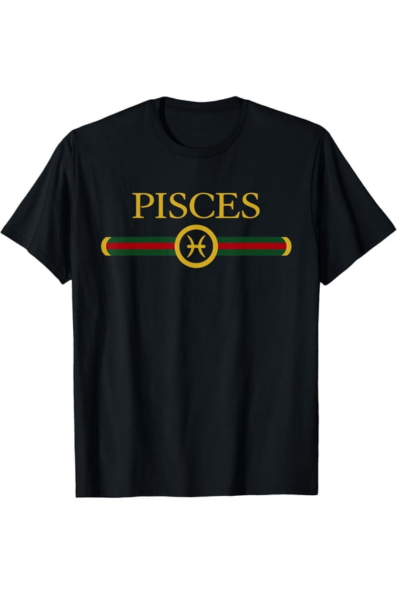 Pisces zodiac Feb March birthday Graphic art Pisces sign T-ShirtBrand clothing, men and women can wear, black, white, gifts.
