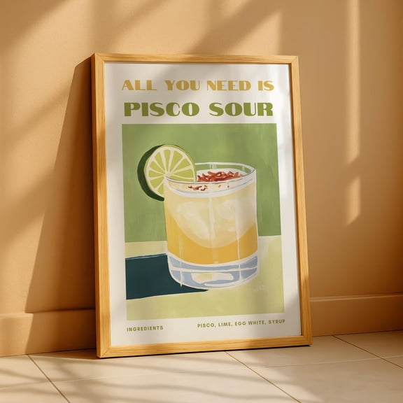 Pisco Sour Cocktail Kitchen Wall Art Home Decor