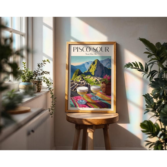 Pisco Sour Machu Picchu Peruvian Poster , Poster Print Only
